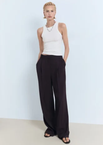 Top in misto cotone a costine