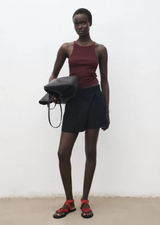 Top in misto cotone a costine