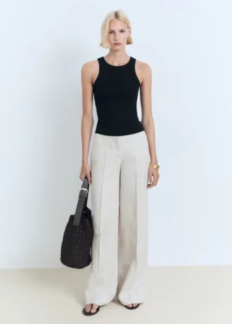 Top in misto cotone a costine