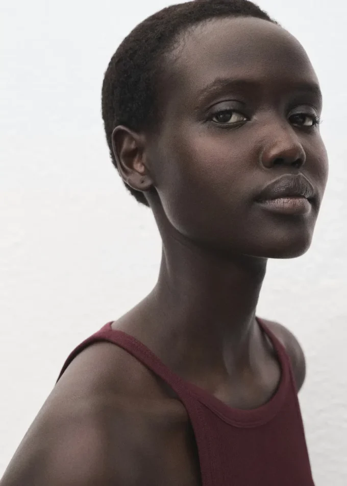 Top in misto cotone a costine