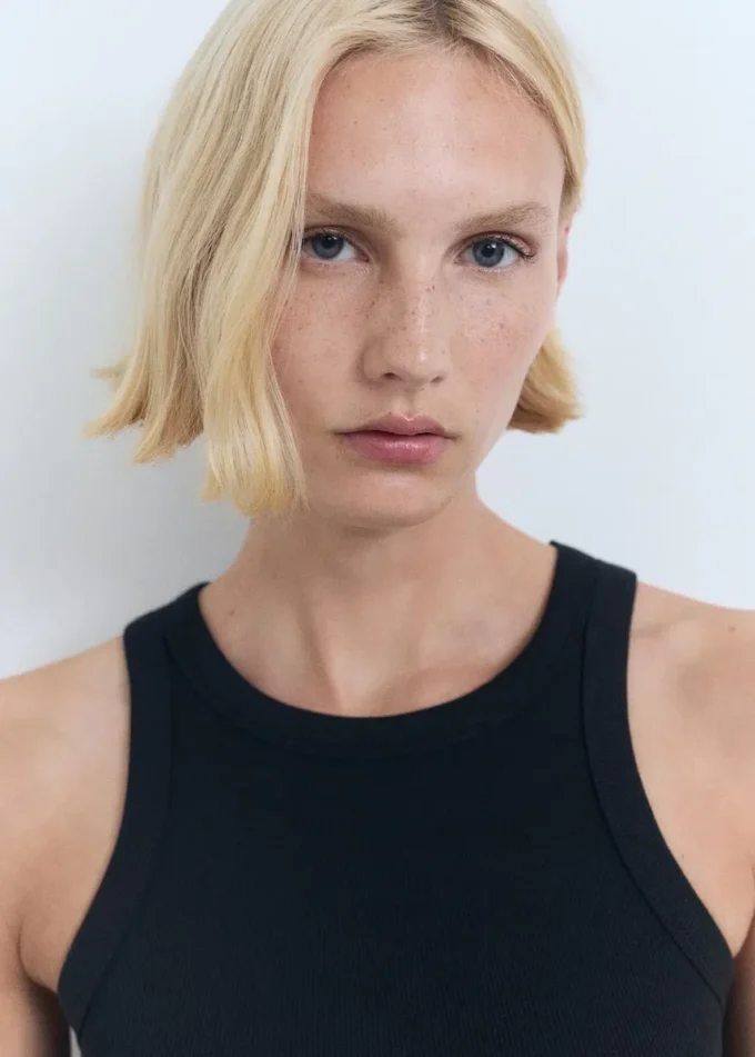 Top in misto cotone a costine Top in misto cotone a costine