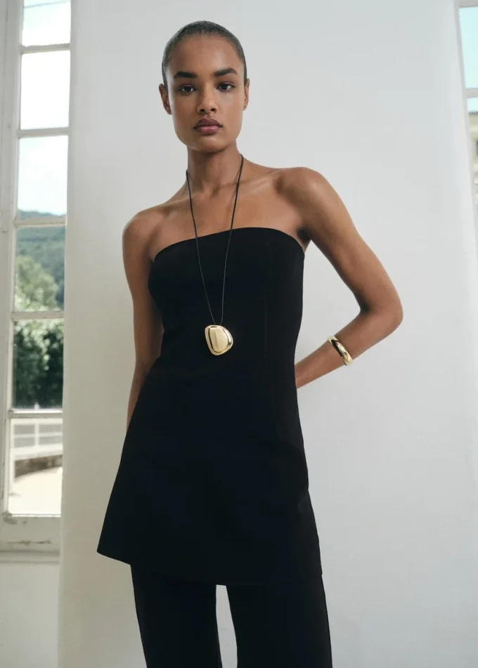 Top lavorato a maglia senza spalline Top lavorato a maglia senza spalline