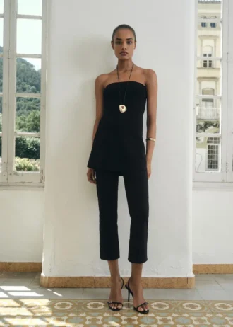 Top lavorato a maglia senza spalline