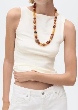 Top senza spalline con scollo a barchetta