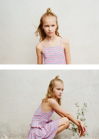 Top stampato con ruches