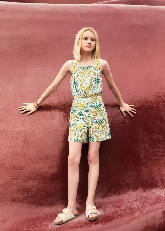 Tuta con stampa tropicale