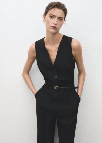 Tuta gessata con cintura