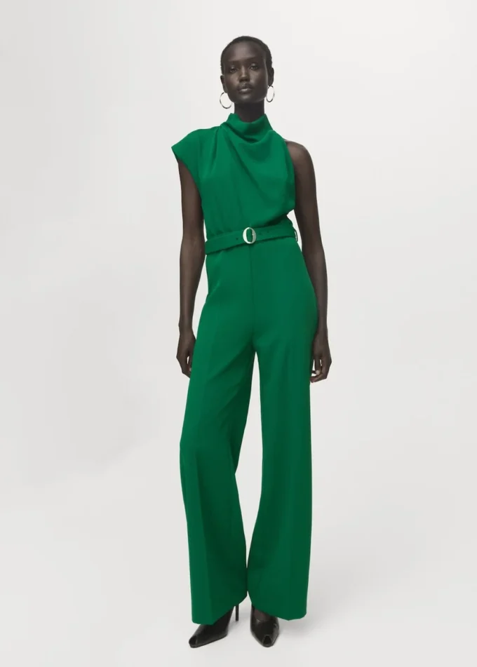 Tuta lunga asimmetrica con cintura Tuta lunga asimmetrica con cintura