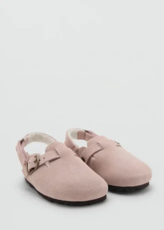 Zoccoli in pelle di montone con fodera effetto pelliccia